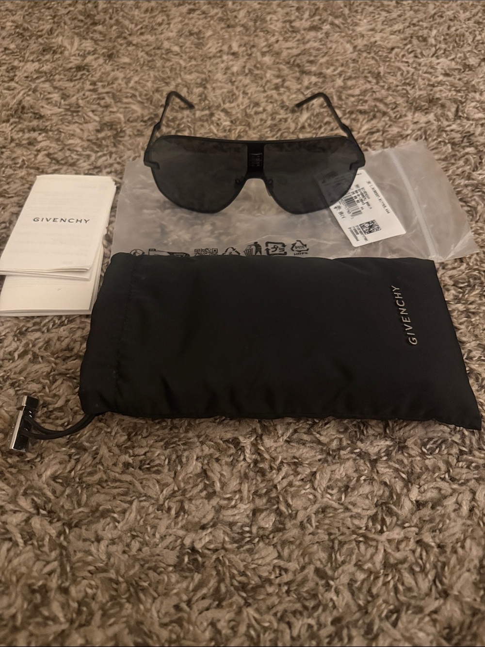 Givenchy Matte Black Shield Sunglasses for Men